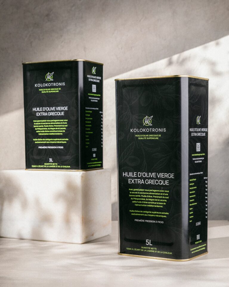Lot huile d'olive grecque Kolokotronis - bidon 3L et 5L, nouvelle récolte
