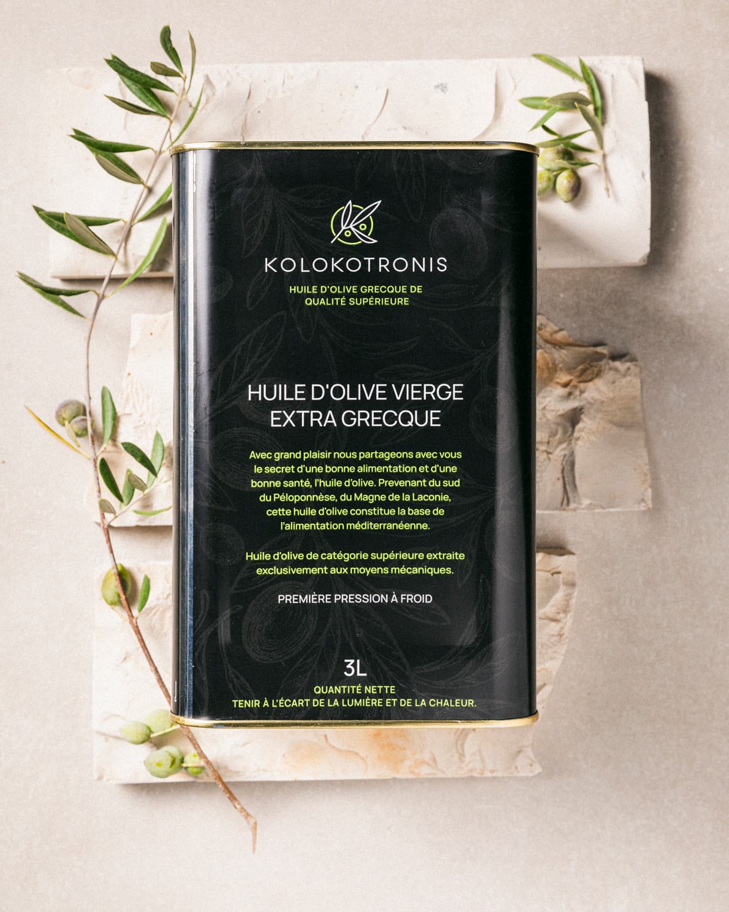 Huile d'olive vierge extra grecque Kolokotronis - bidon 3L, Péloponnèse