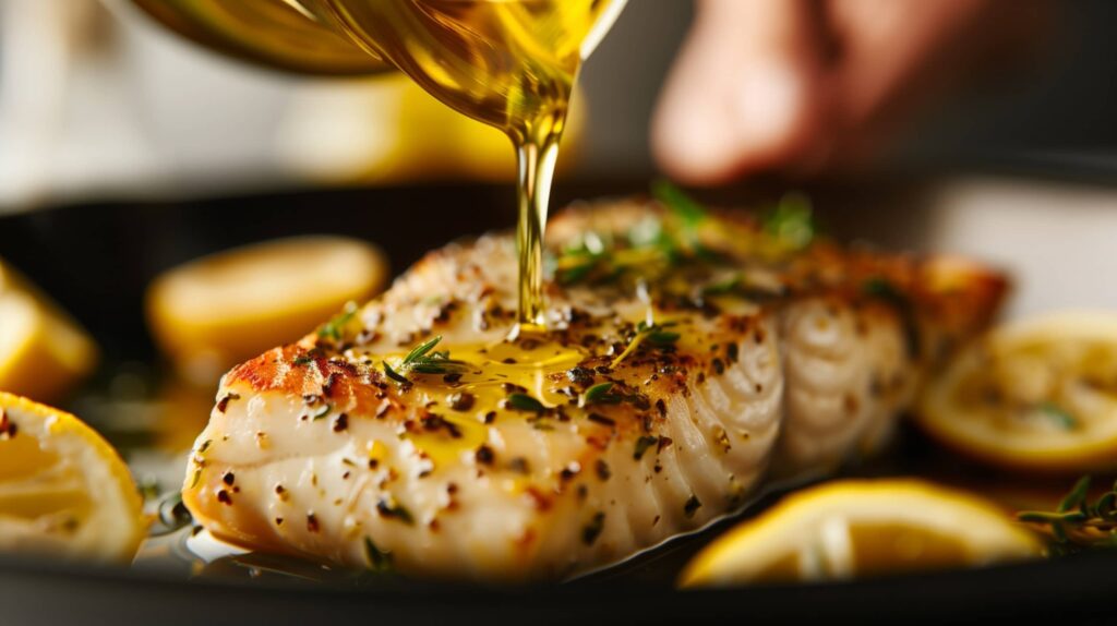 Filets de daurade au four, ail et huile d’olive