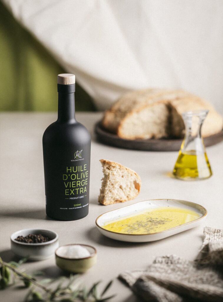 Huile d’olive grecque en épicerie fine, bouteille 500 ml